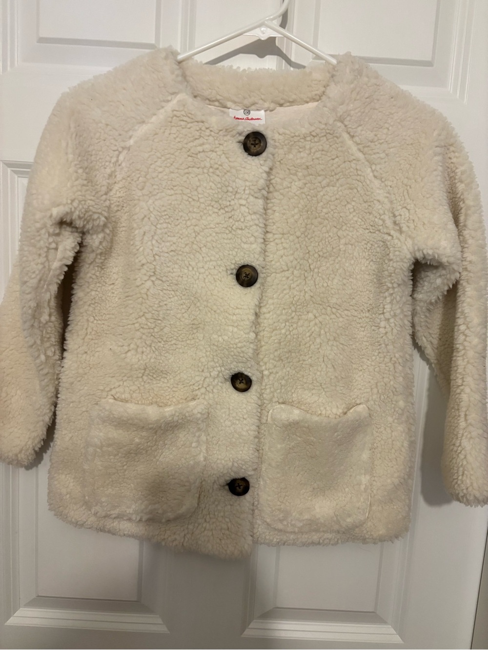 Hanna Andersson Cream Sherpa Button-Front Pea Coat